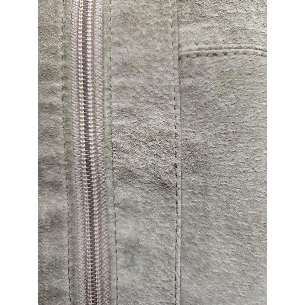Vintage Beige Suede Bomber Jacket Knit Wool Waist Fall Winter Lakeland Leather - Picture 10 of 12